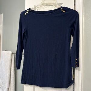 Navy Lilly Pulitzer top with gold buttons